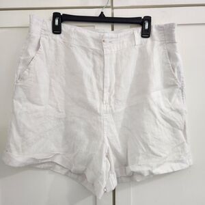 H Halston 100% Linen Shorts Women XL White Breathable Minimalist Summer New Tags